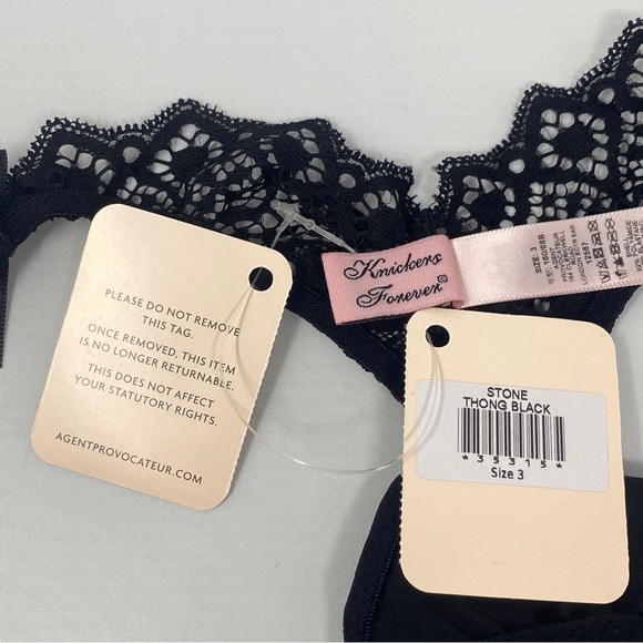 Agent Provocateur Stone Black Thong AP3 Medium NWT - Picture 8 of 10